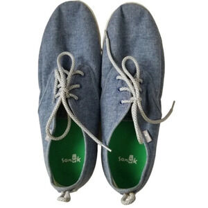 Sanuk Men Size 12 Chambray Canvas‎ Comfort Lace-up Shoes Sneakers